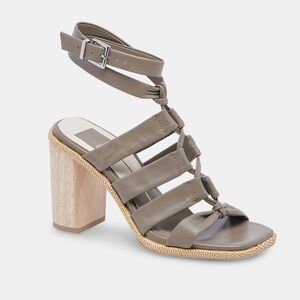 Dolce Vita Olema Heel Sandals In Dark Olive Leather Size 7 NWOB